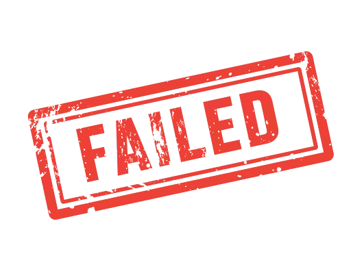 image in red of the text failed, in the shape of a license plate, but it looks like a stamp.